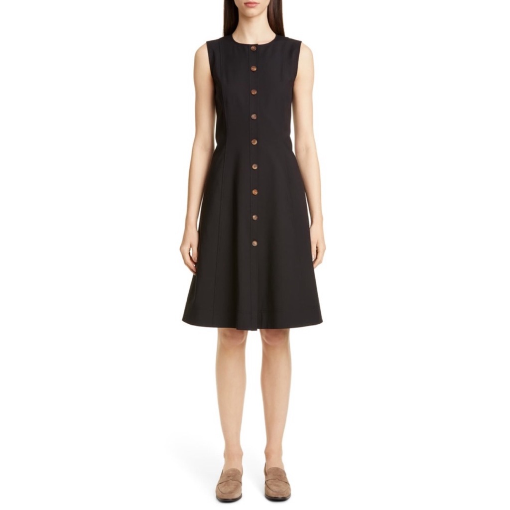 Lafayette 148 New York Fahey Sleeveless Button-Front Dress Size 0 Black